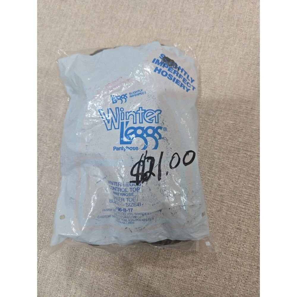 Vintage L'eggs Winter L'eggs Control Top Pantyhose Black Size B Unsealed